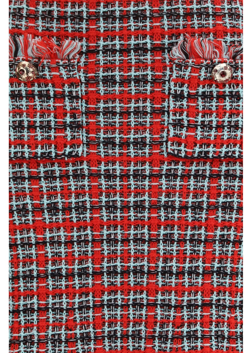 Fusta Check knit midi Skirt with frayed edges - Img 3