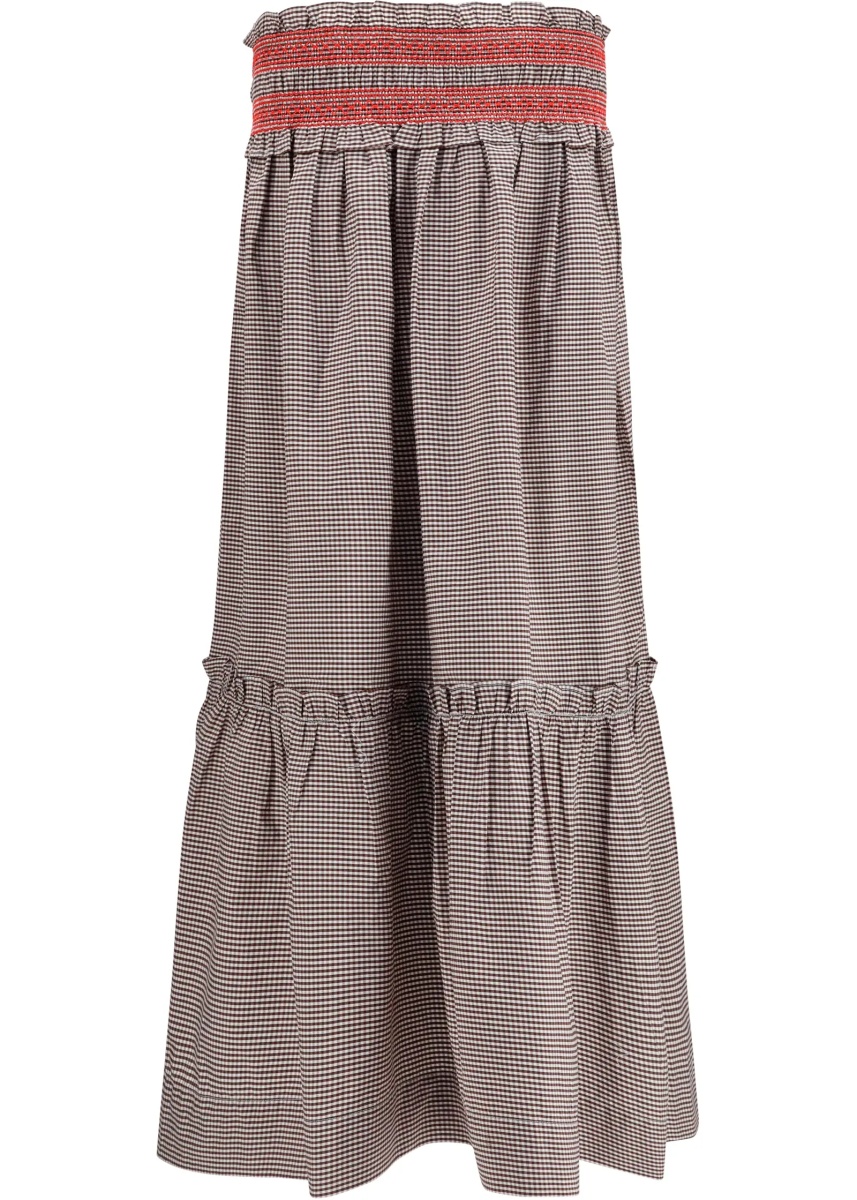 Fusta Checked cotton Skirt with gathered waist - Img 2