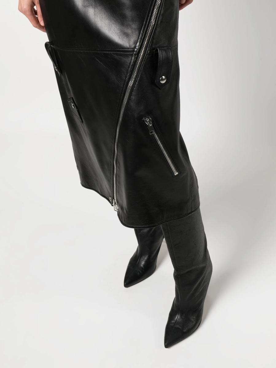 Fusta cu talie inalta Alexander McQueen neagra din piele - Img 5