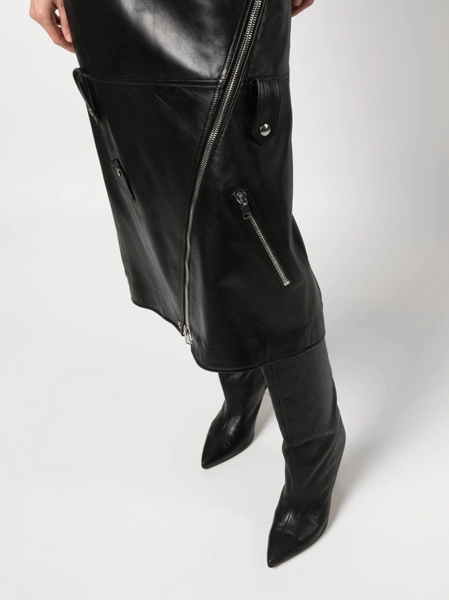 Fusta cu talie inalta Alexander McQueen neagra din piele - Img 5