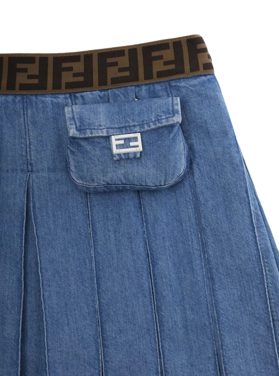 Fusta Fendi albastra din denim - Img 3