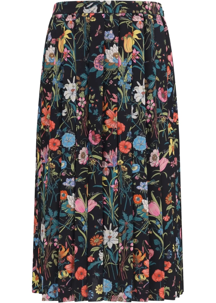 Fusta Flora printed silk midi Skirt - Img 4