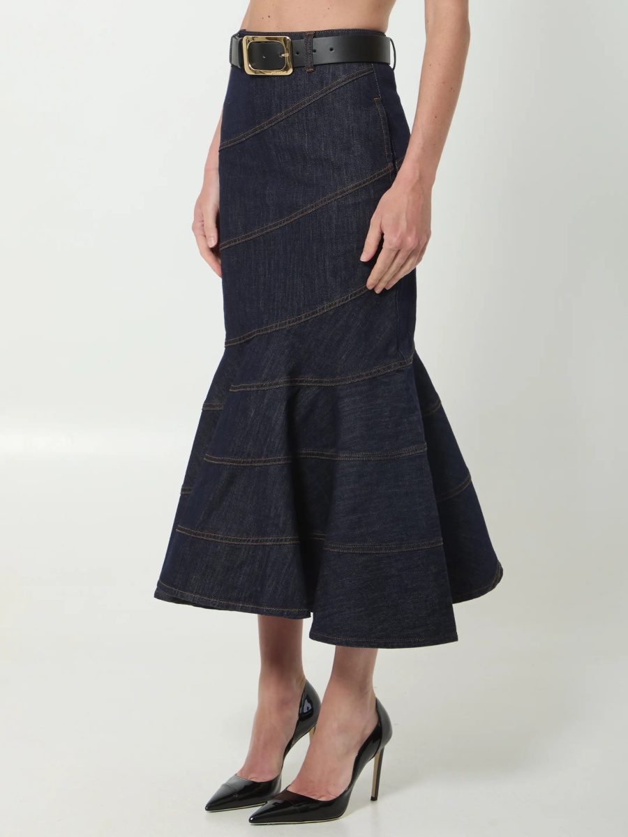 Fusta Indigo Denim Belted Midi Skirt - Img 2