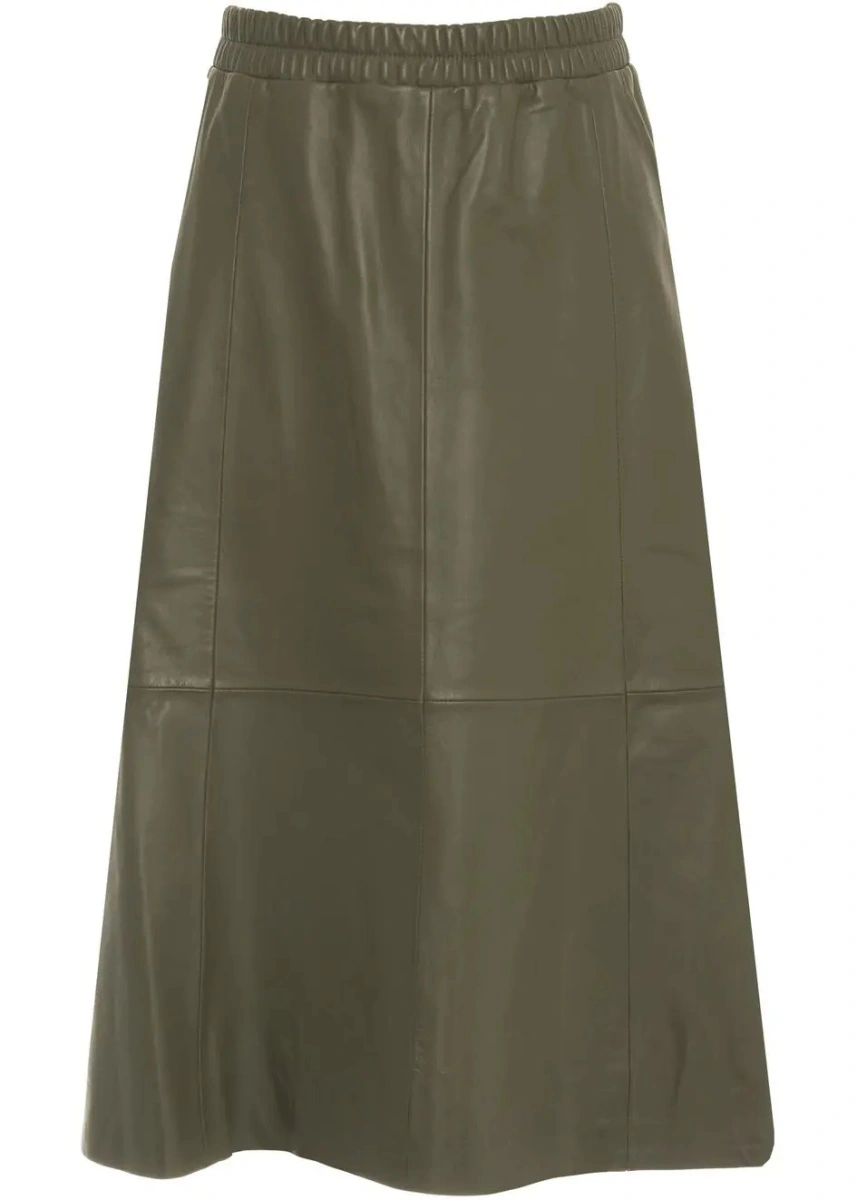 Fusta lunga Oakwood verde din piele - Img 2