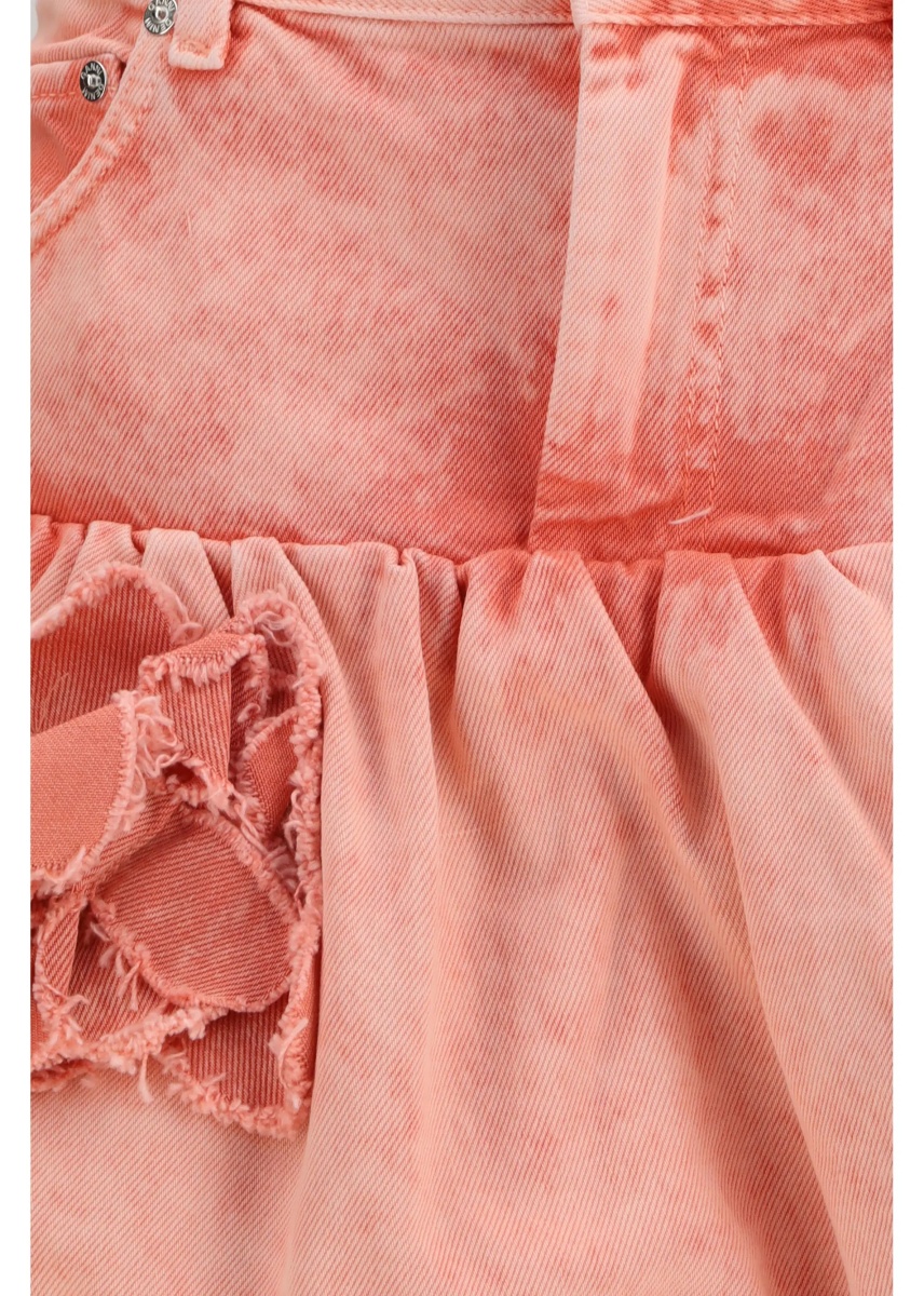 Fusta Mini Bubble Skirt in denim with appliqué roses - Img 3