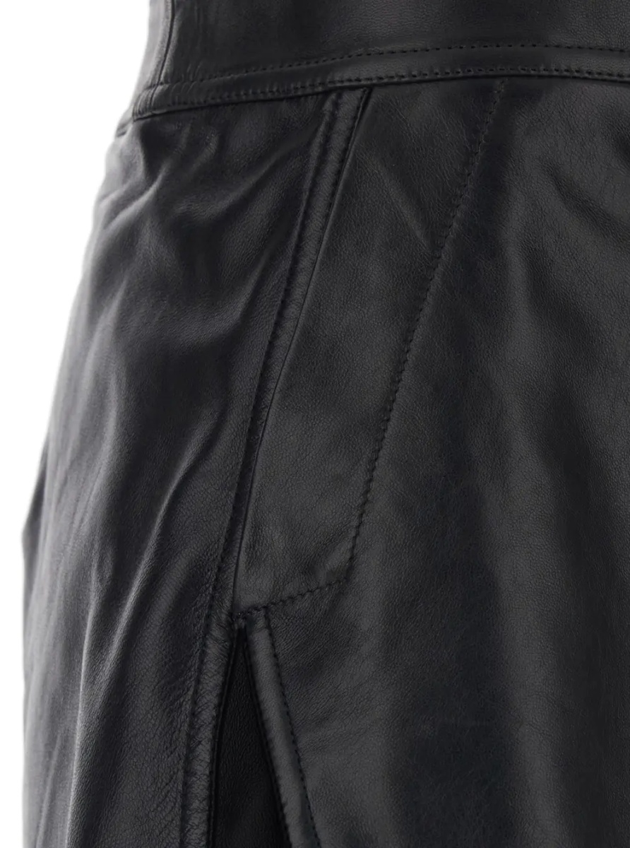 Fusta Miniskirt 'Fog' with Cut-Out on the Front and Zip Closure on the Back in Black Leather for Women - Img 3