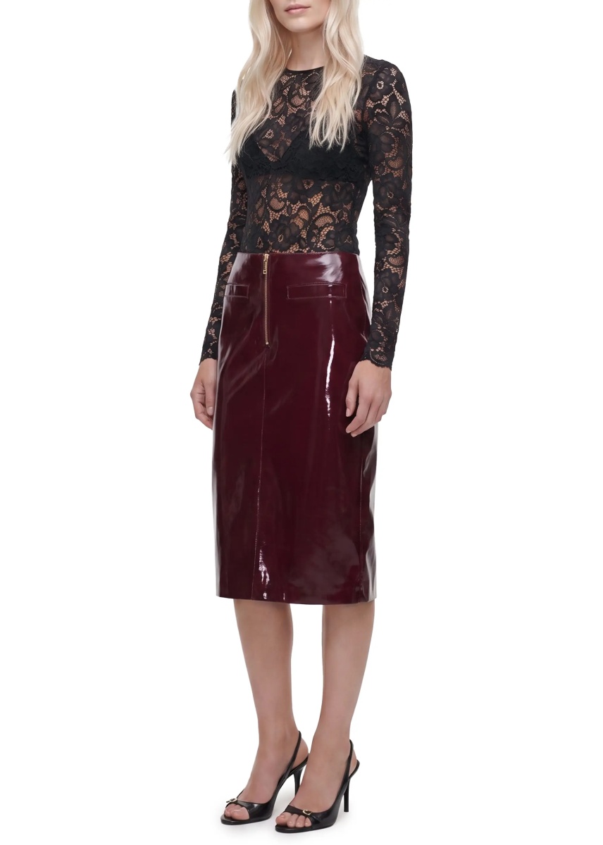 Fusta Purple Faux Leather Skirt - Img 2