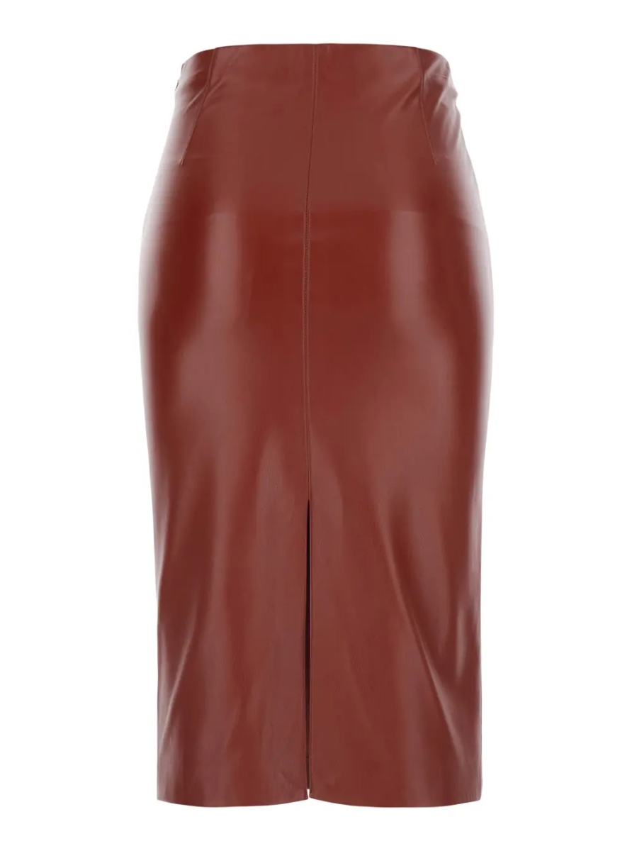 Fusta Red Midi Skirt in Eco Leather Woman - Img 2