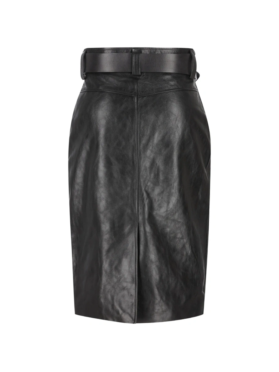 Fusta Saint Laurent neagra din piele - Img 2