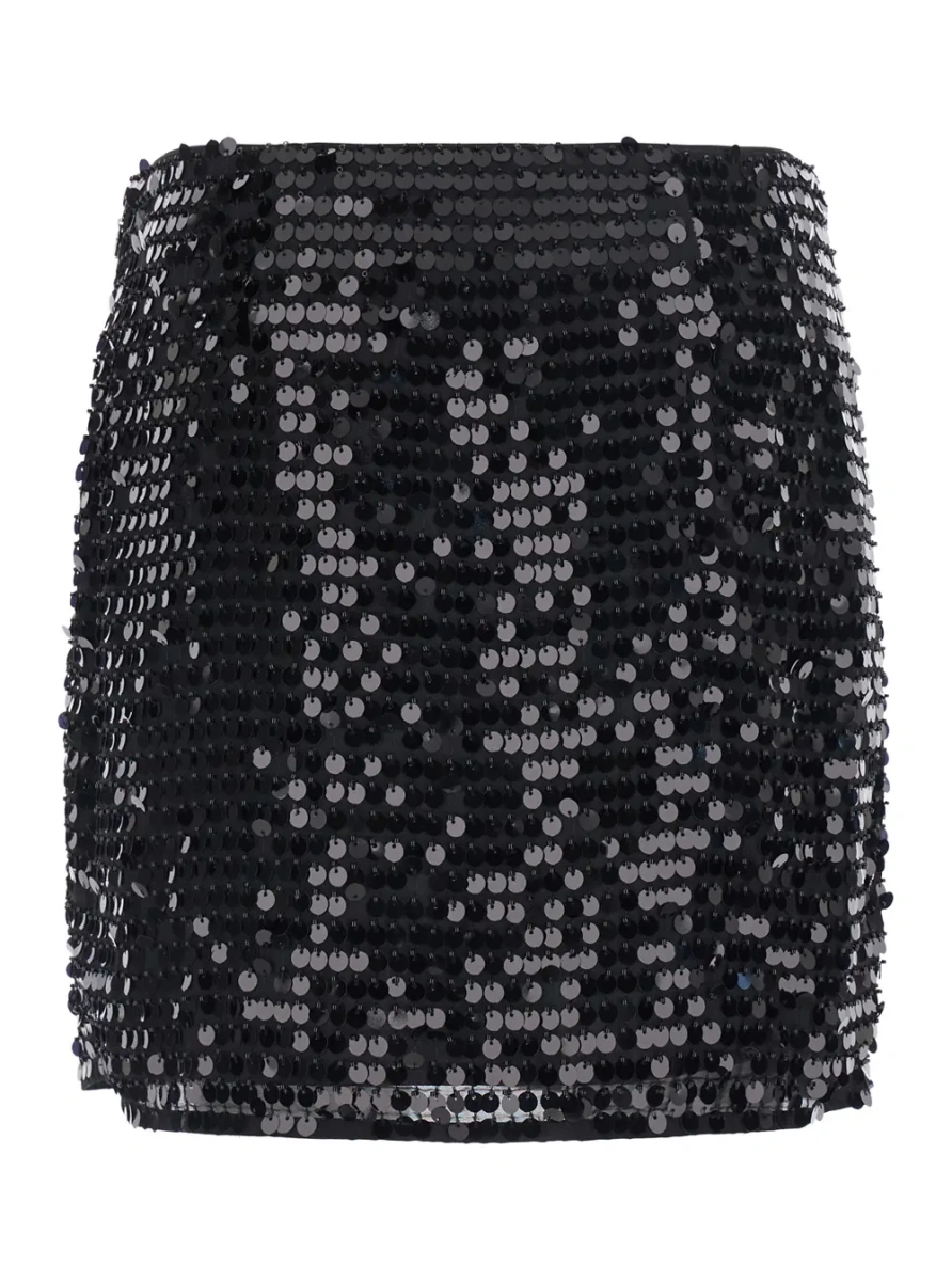 Fusta Skirt SEQUINS MINI SKIRT with black polyester fabric for women - Img 2