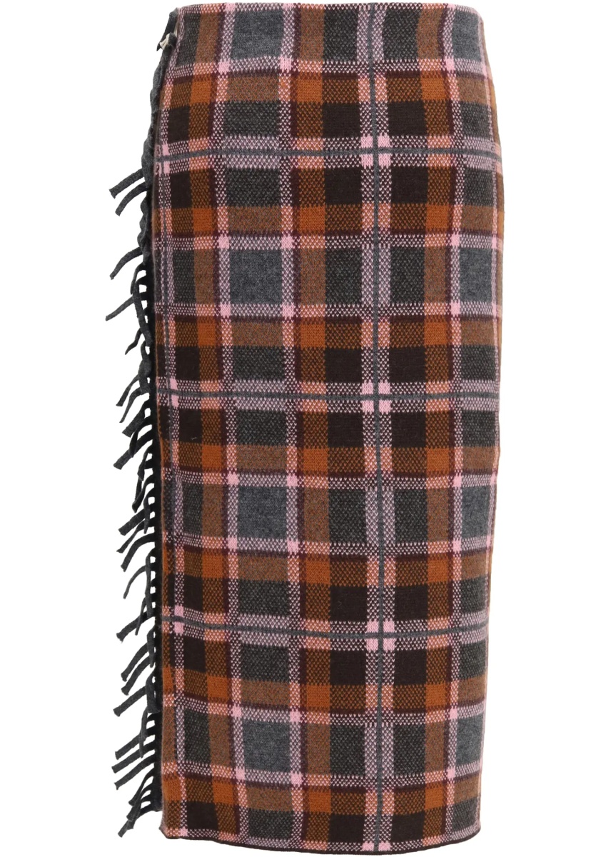 Fusta Tartan fringed wrap Skirt - Img 2
