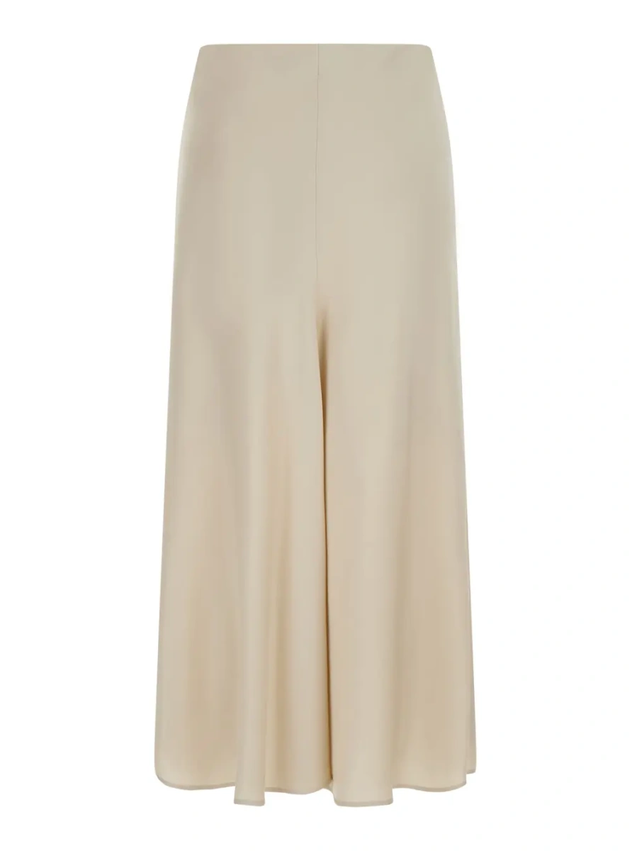 Fusta White Midi skirt with flared hem and elasticated waist in viscose blend for women - Img 2