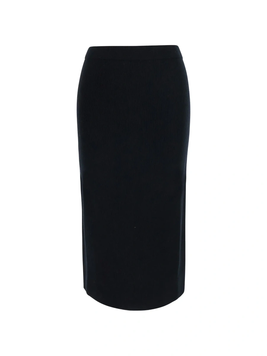 Fusta 'Zucca' Black ribbed skirt in wool for women - Img 6
