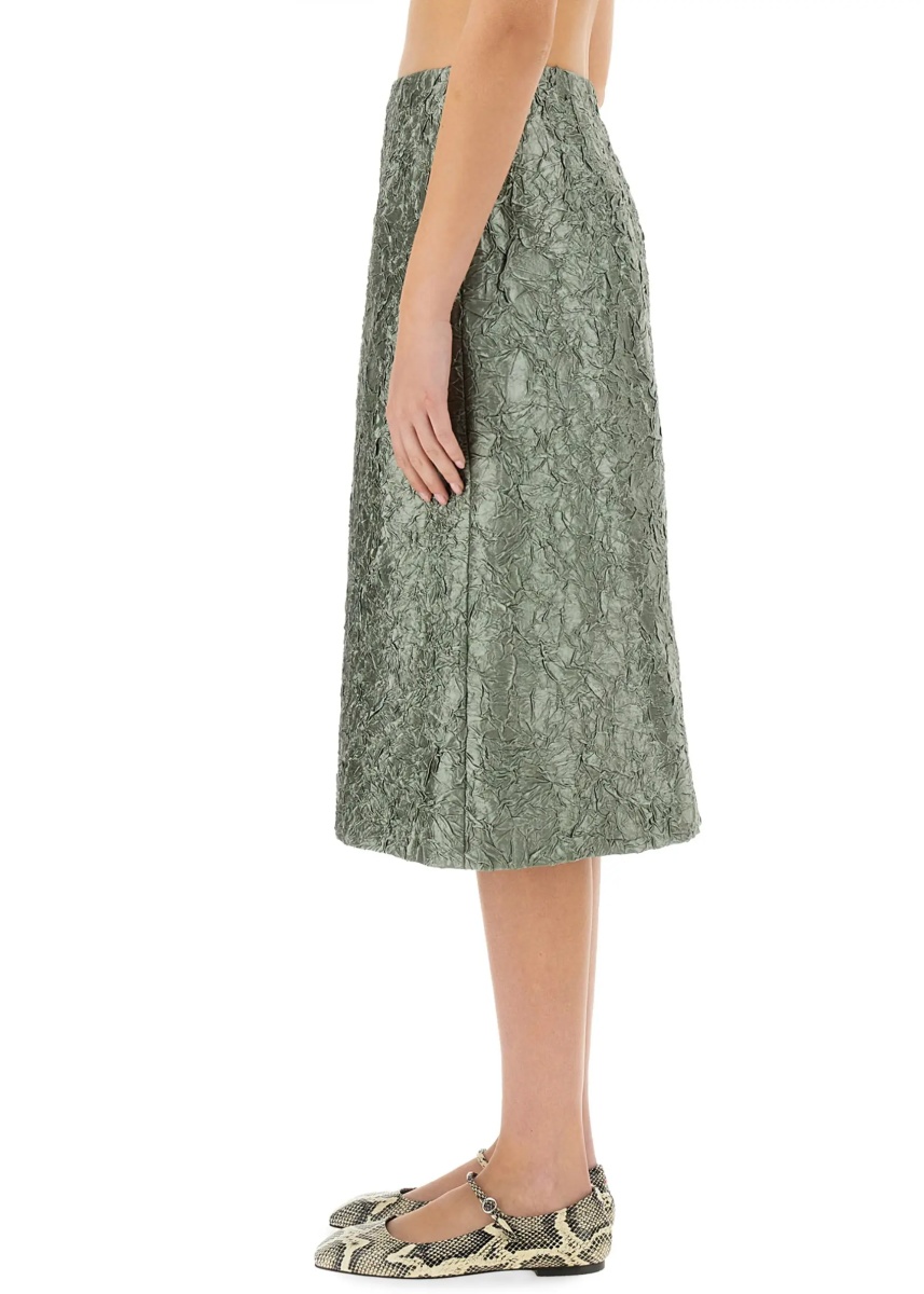 Fuste Ruched Satin Midi Skirt - Img 4