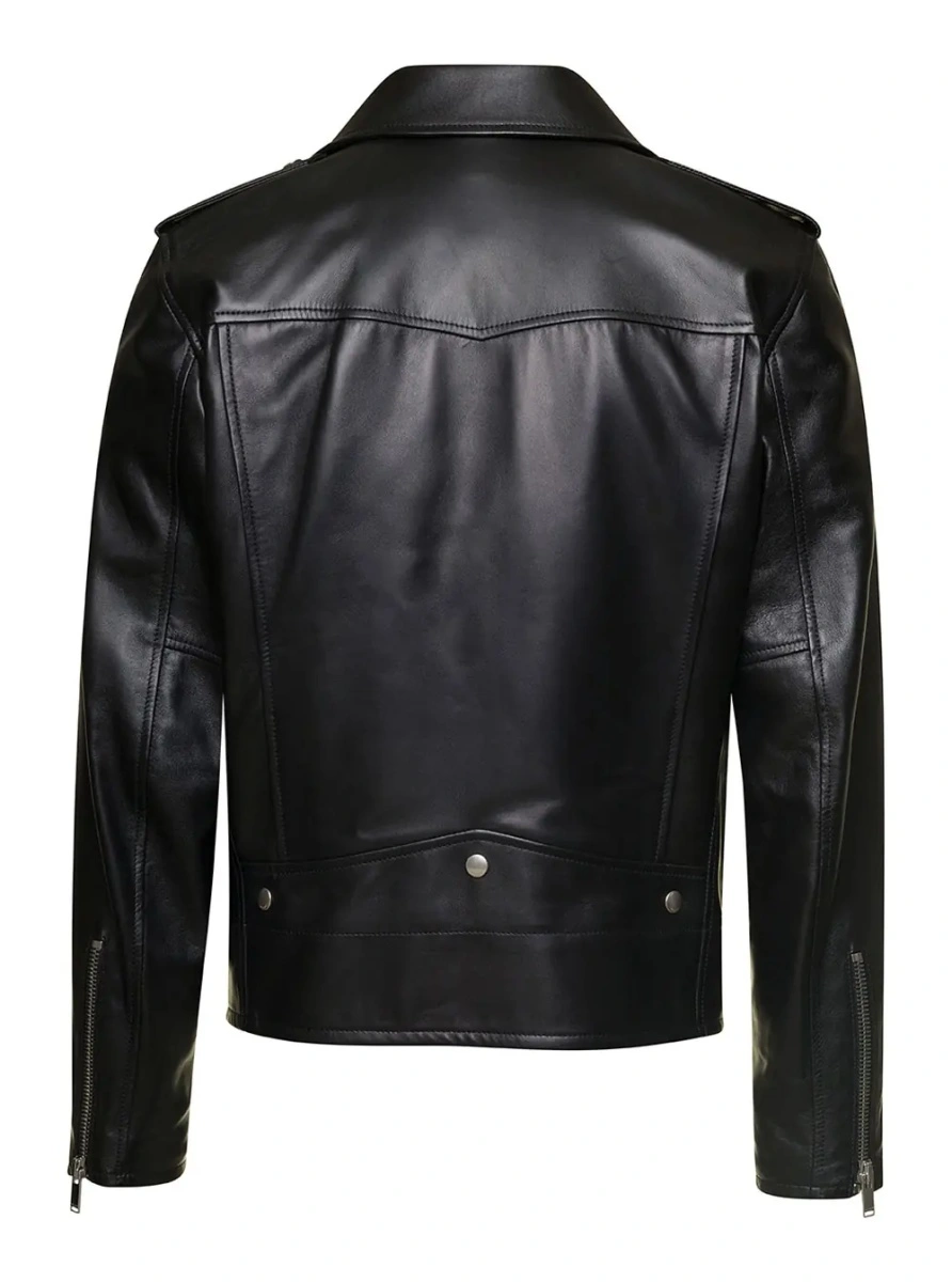 Geaca biker Saint Laurent neagra din piele - Img 2