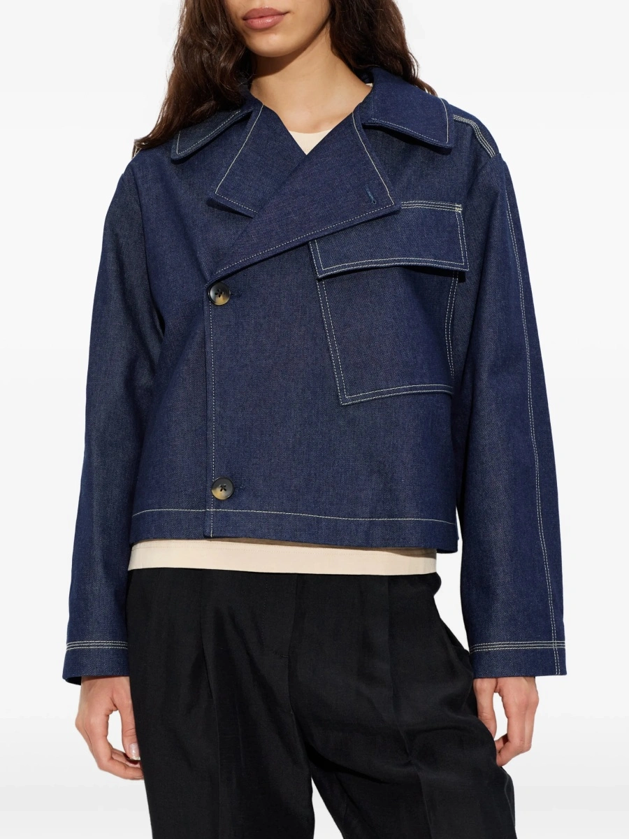 Geaca de blugi Paul Smith albastra din bumbac - Img 3