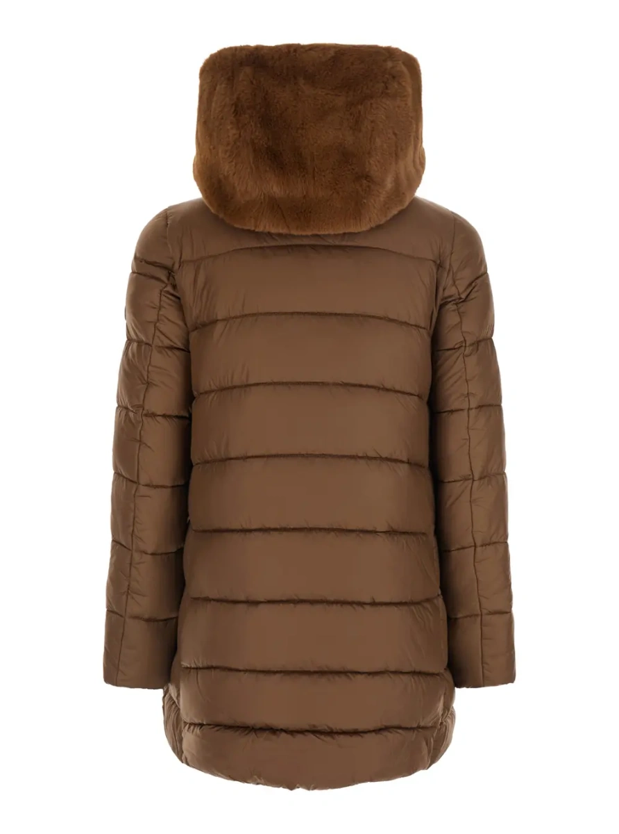 Geaca de Iarna Down jacket MATILDA LONG PUFFER with hood and pockets Brown Woman - Img 2