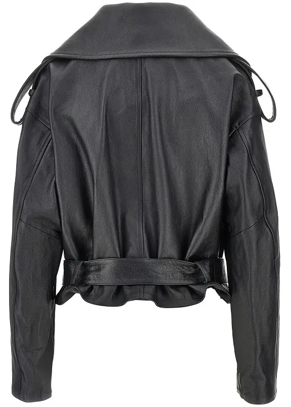 Geaca de piele 7 For All Mankind neagra din piele - Img 3