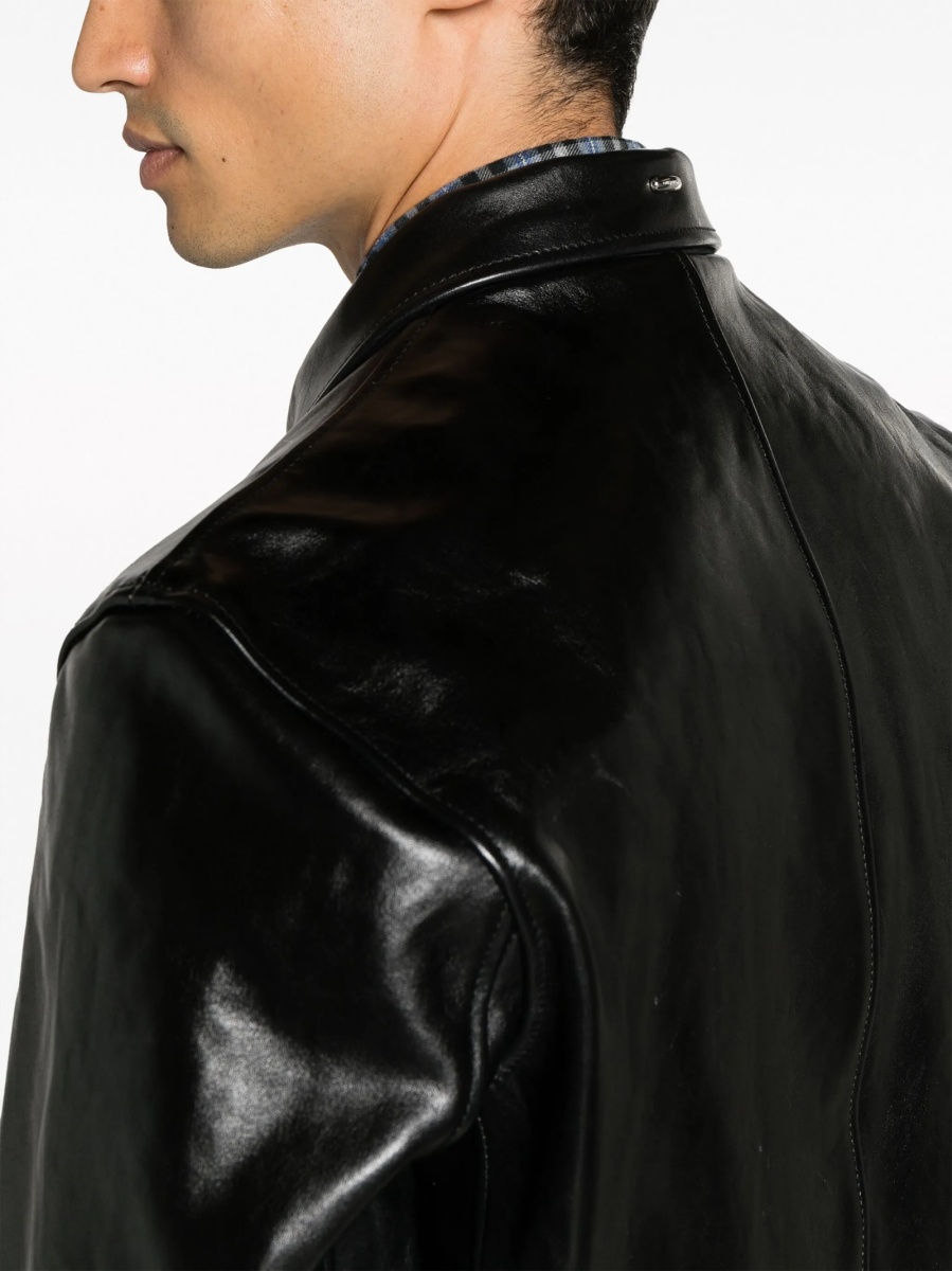 Geaca de piele OUR LEGACY neagra din piele si bumbac - Img 5
