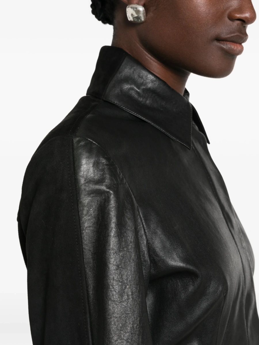 Geaca de piele SPORTMAX neagra din piele - Img 5