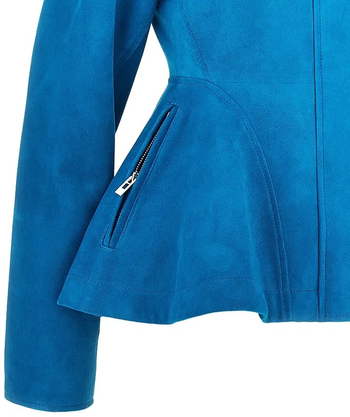 Geaca de Piele Suede leather Peplum jacket - Img 2