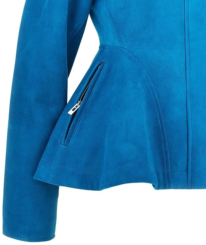 Geaca de Piele Suede leather Peplum jacket - Img 2
