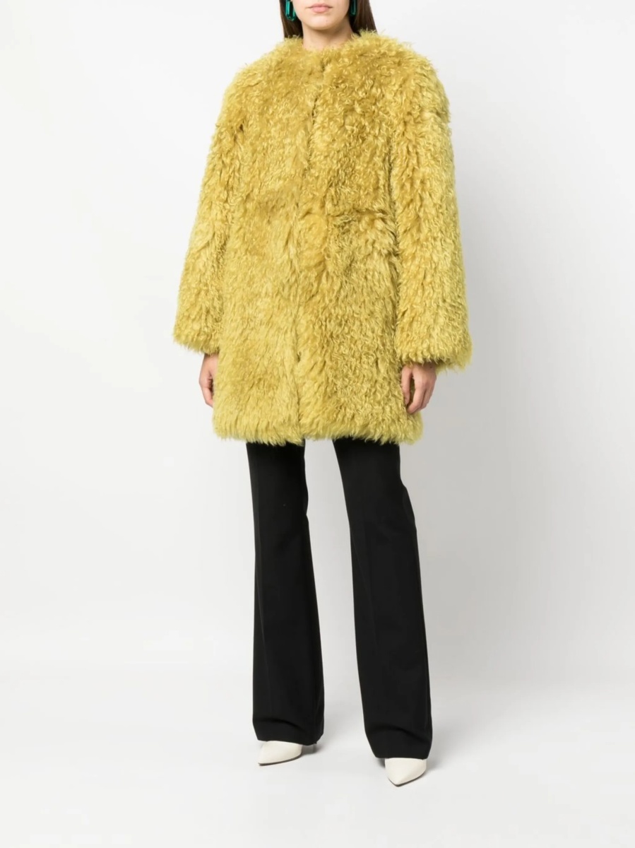 Geaca Oversize BECAGLI SINCE 1994 galbena din poliamida si mohair - Img 2