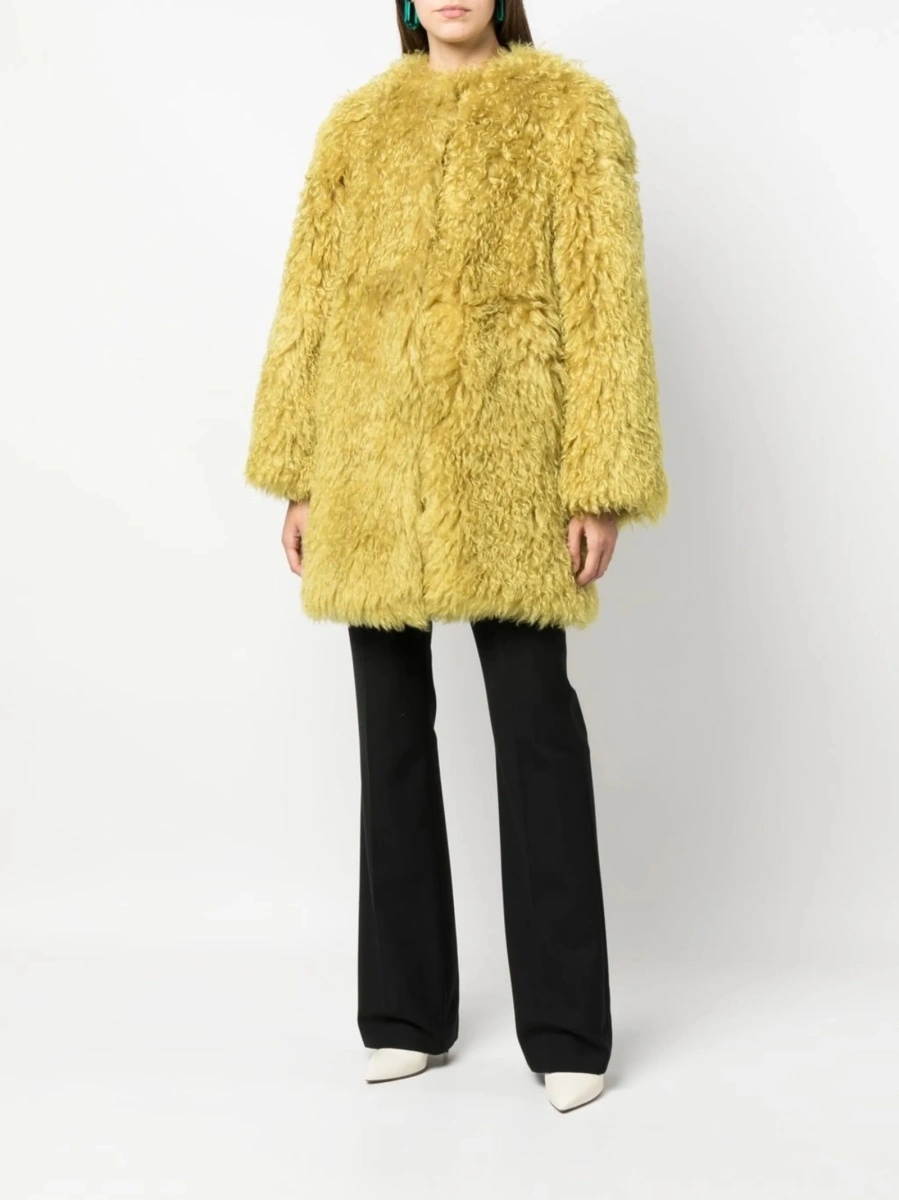 Geaca Oversize BECAGLI SINCE 1994 galbena din poliamida si mohair - Img 2