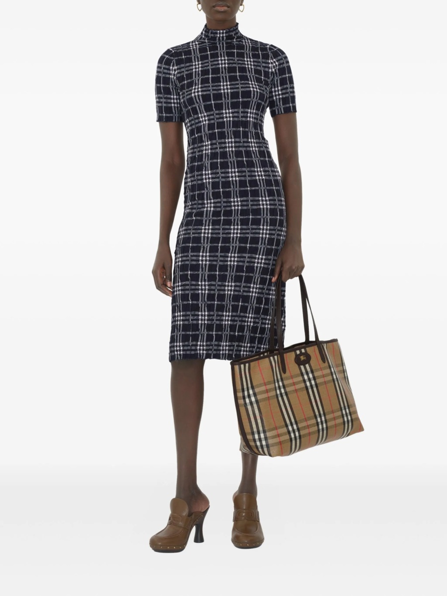 Geanta de mana Burberry maro din piele si vascoza - Img 3