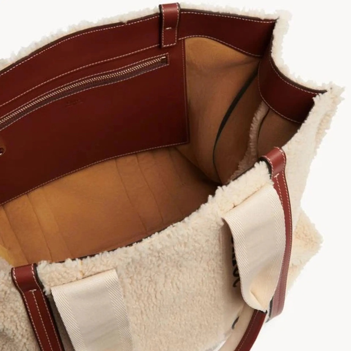 Geanta de mana Chloé Woody Shearling Tote Bag - Img 2