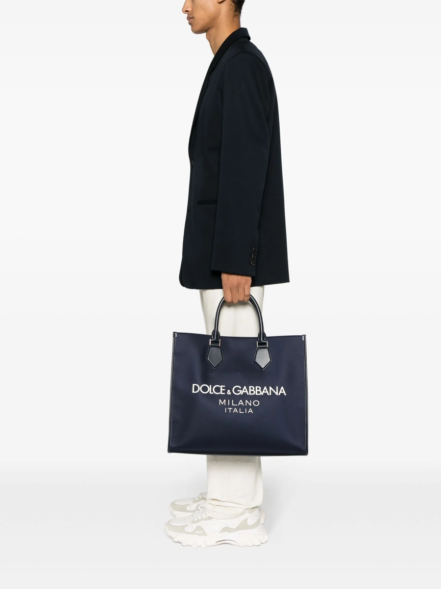 Geanta de mana Dolce &amp; Gabbana albastra din poliamida si acrilic - Img 2