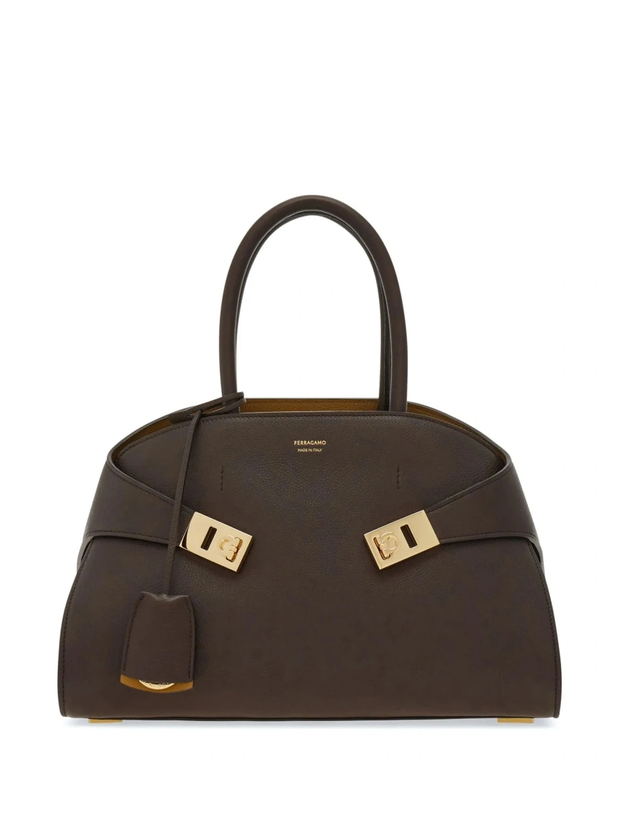 Geanta de mana Ferragamo maro din piele 'Hug Small' - Img 8