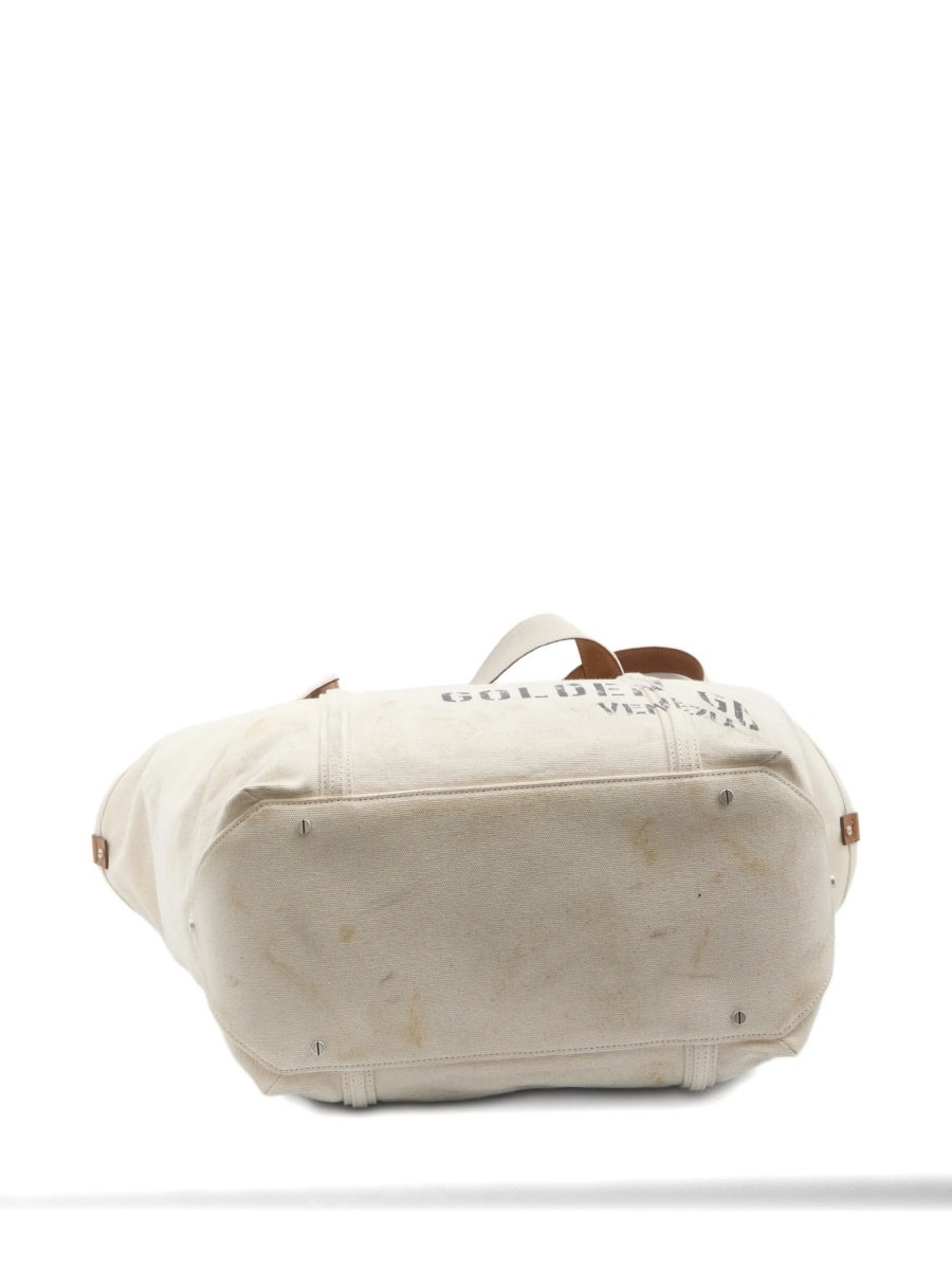 Geanta de mana Golden Goose neutra din bumbac si piele - Img 2