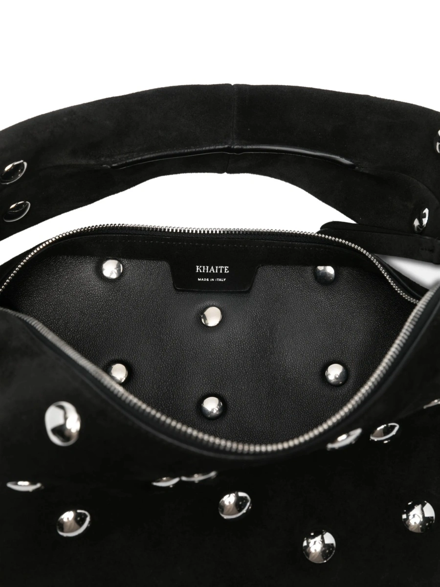 Geanta de mana Khaite neagra din metal si piele intoarsa - Img 5
