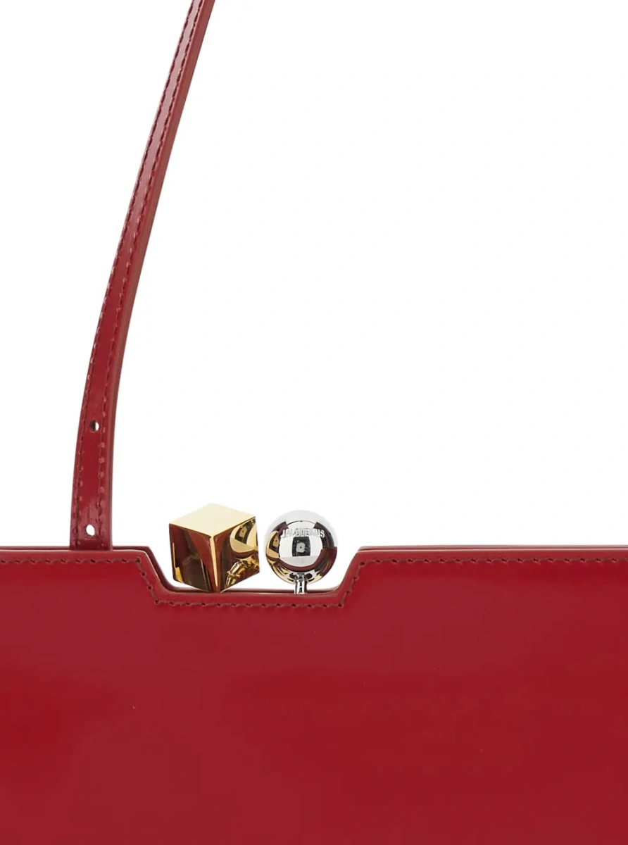 Geanta de mana 'Le Salon' Red Handbag with Gold and Silver Charm in Leather for Women - Img 3