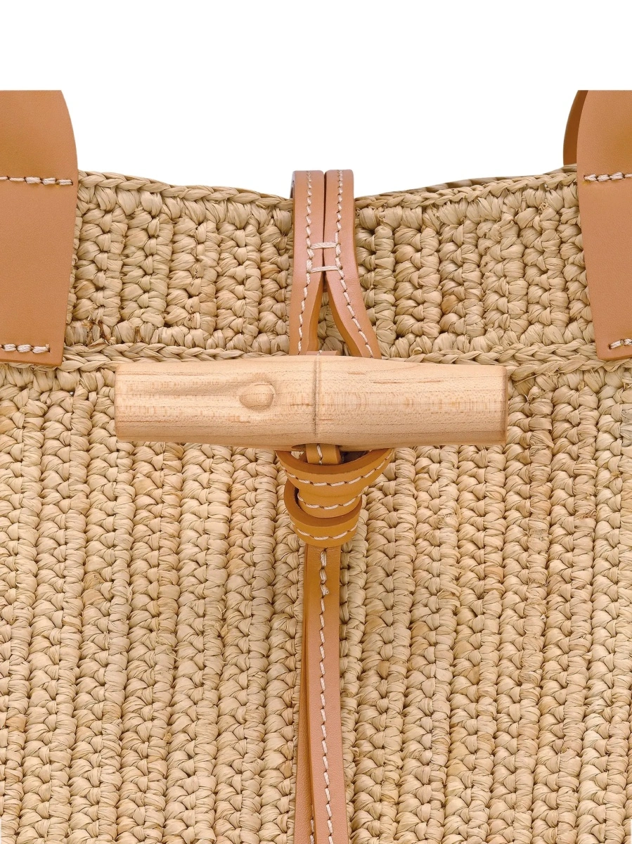 Geanta de mana Longchamp bej din raffia - Img 7