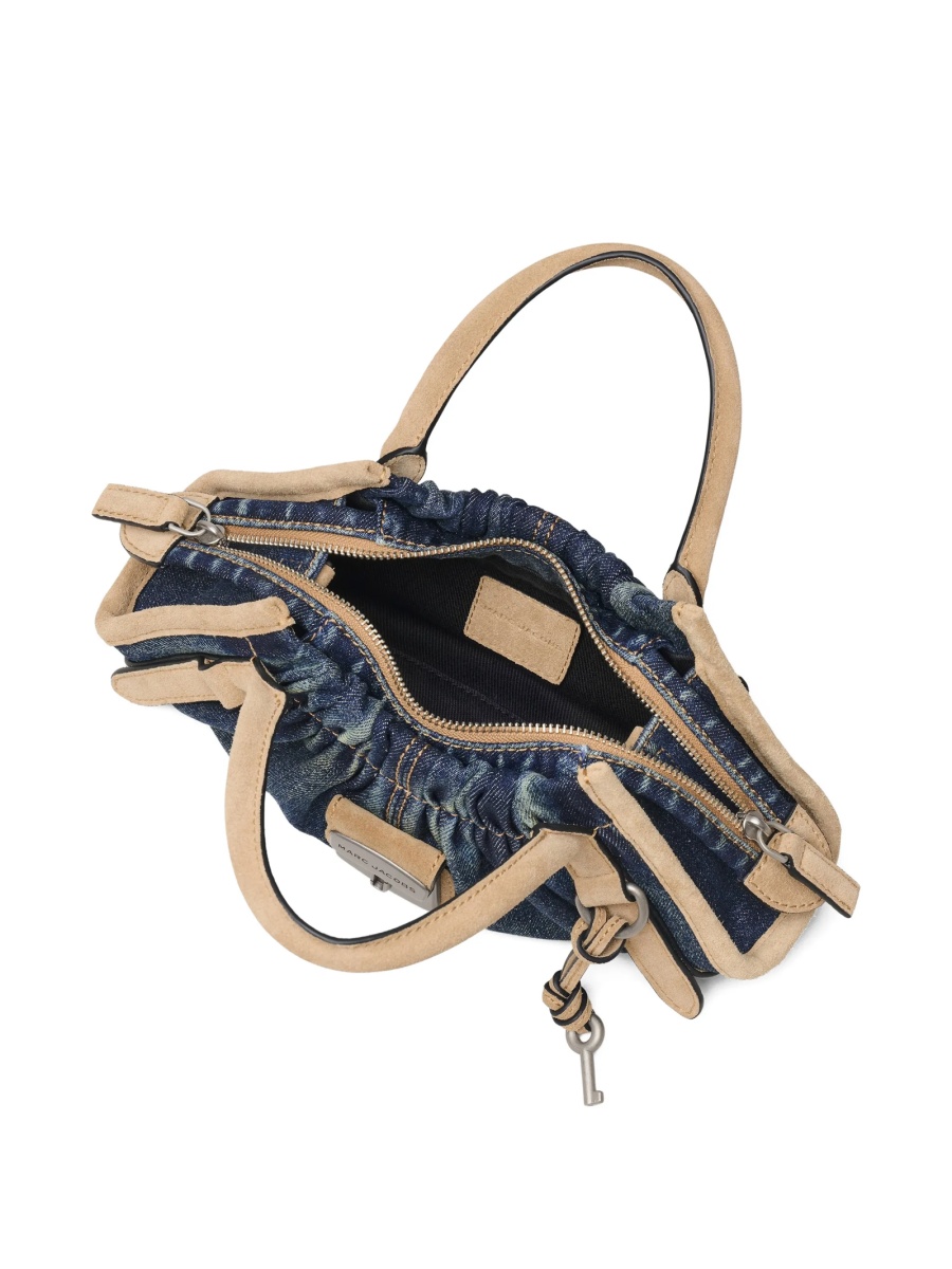Geanta de mana Marc Jacobs albastra din bumbac si piele intoarsa - Img 5