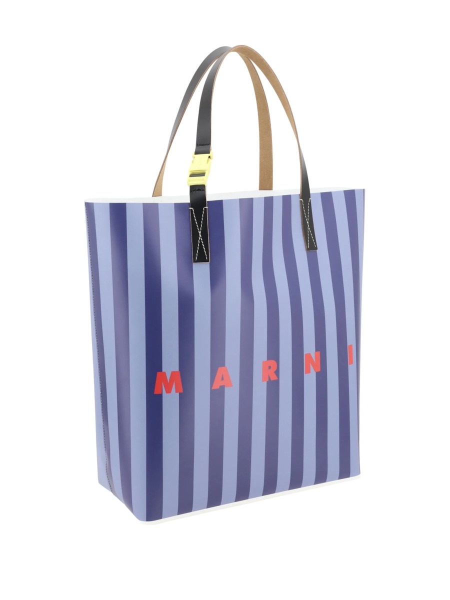 Geanta de mana Marni albastra din polyester si piele - Img 3