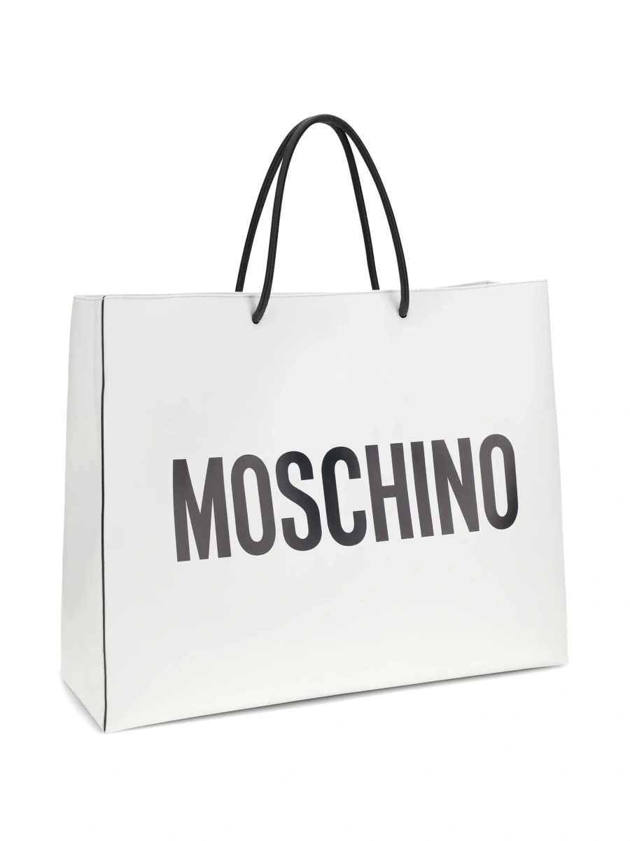 Geanta de mana Moschino alba din piele - Img 4