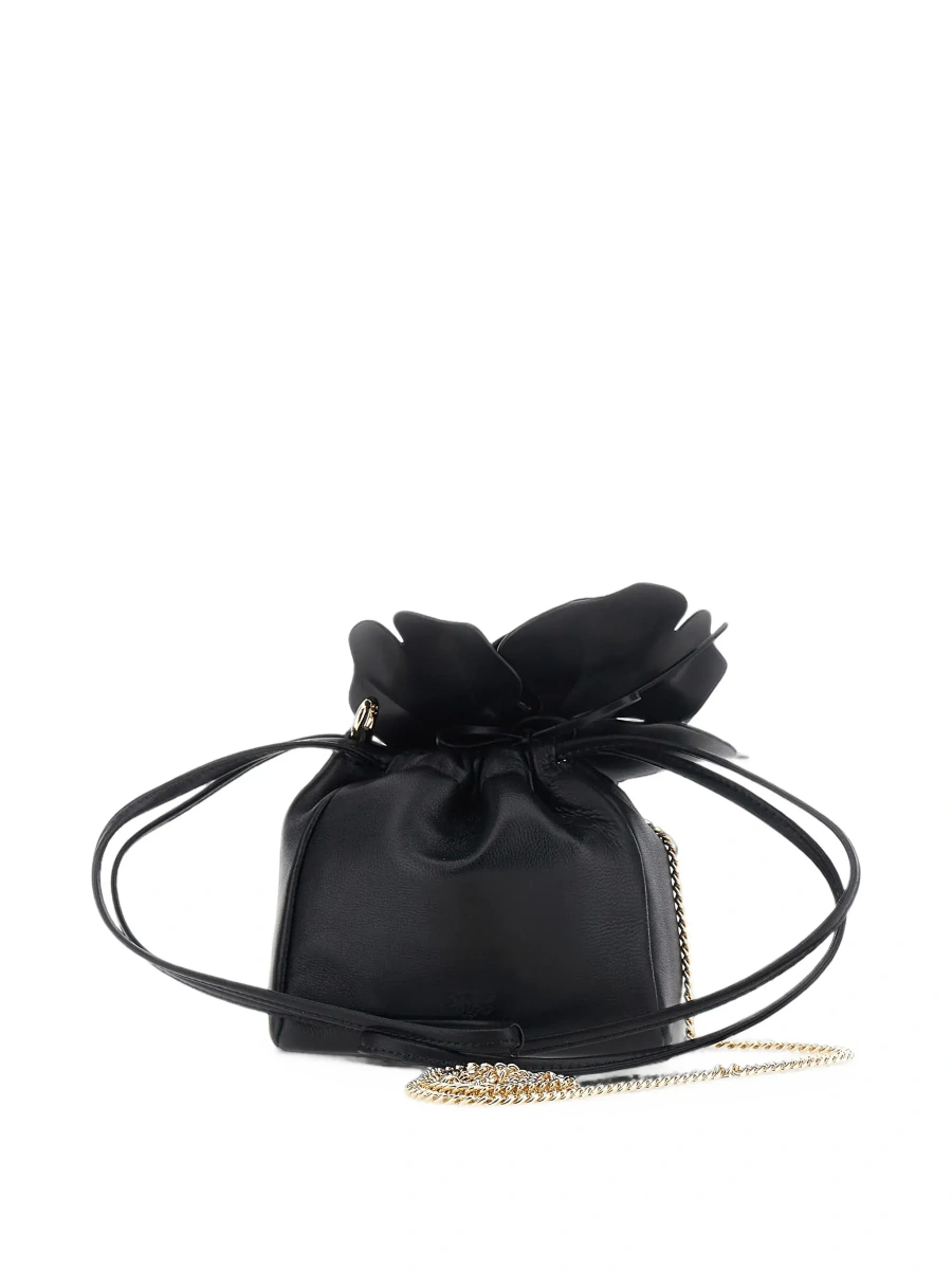 Geanta de mana Pinko neagra din piele cu floare detasabila - Img 4