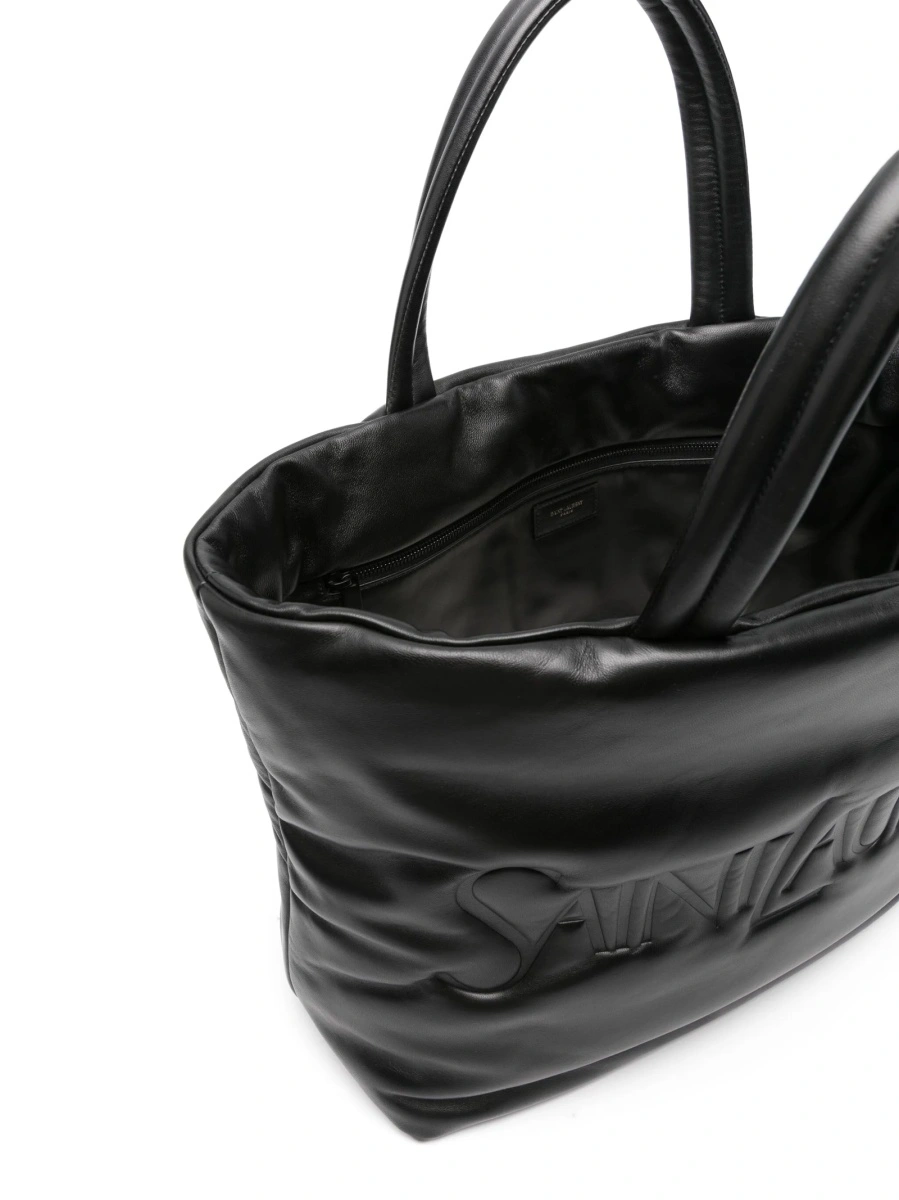 Geanta de mana Saint Laurent neagra din piele si metal - Img 5