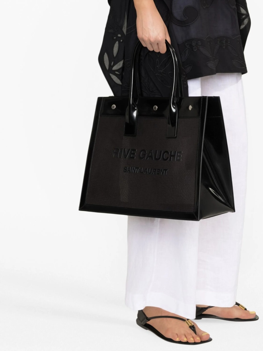 Geanta de mana Saint Laurent Rive Gauche neagra din alama si piele - Img 3