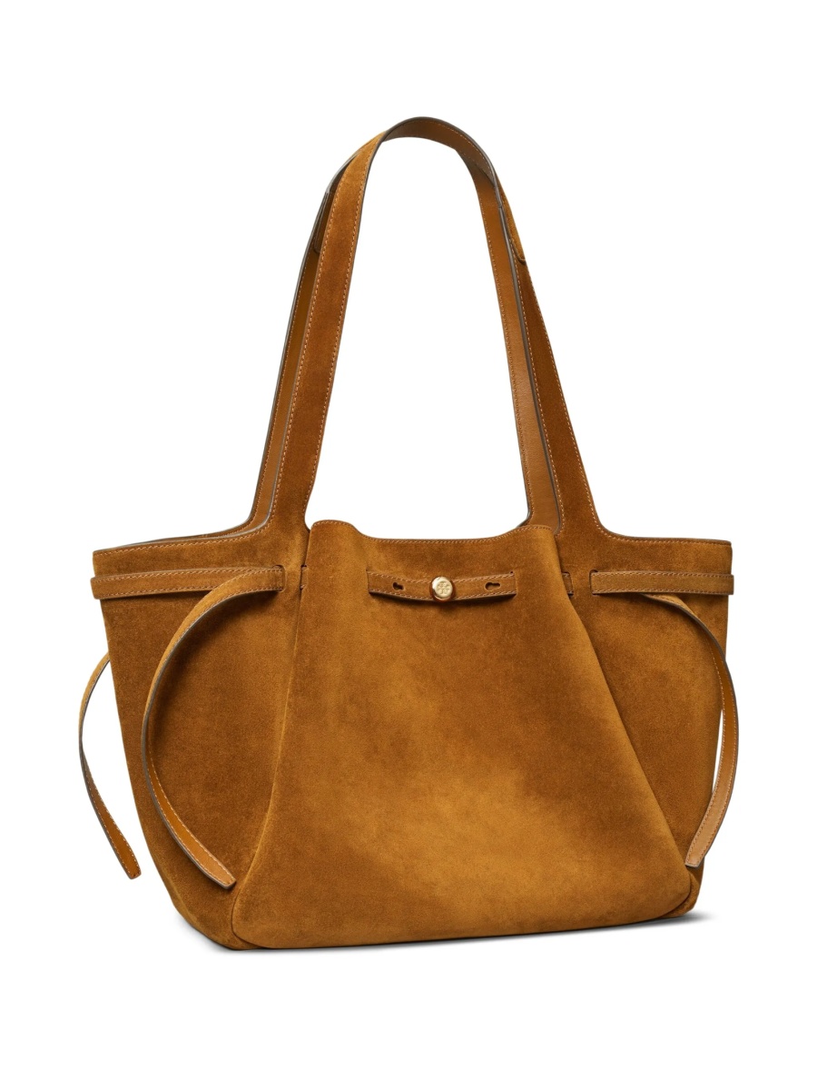 Geanta de mana Tory Burch maro din piele intoarsa - Img 3
