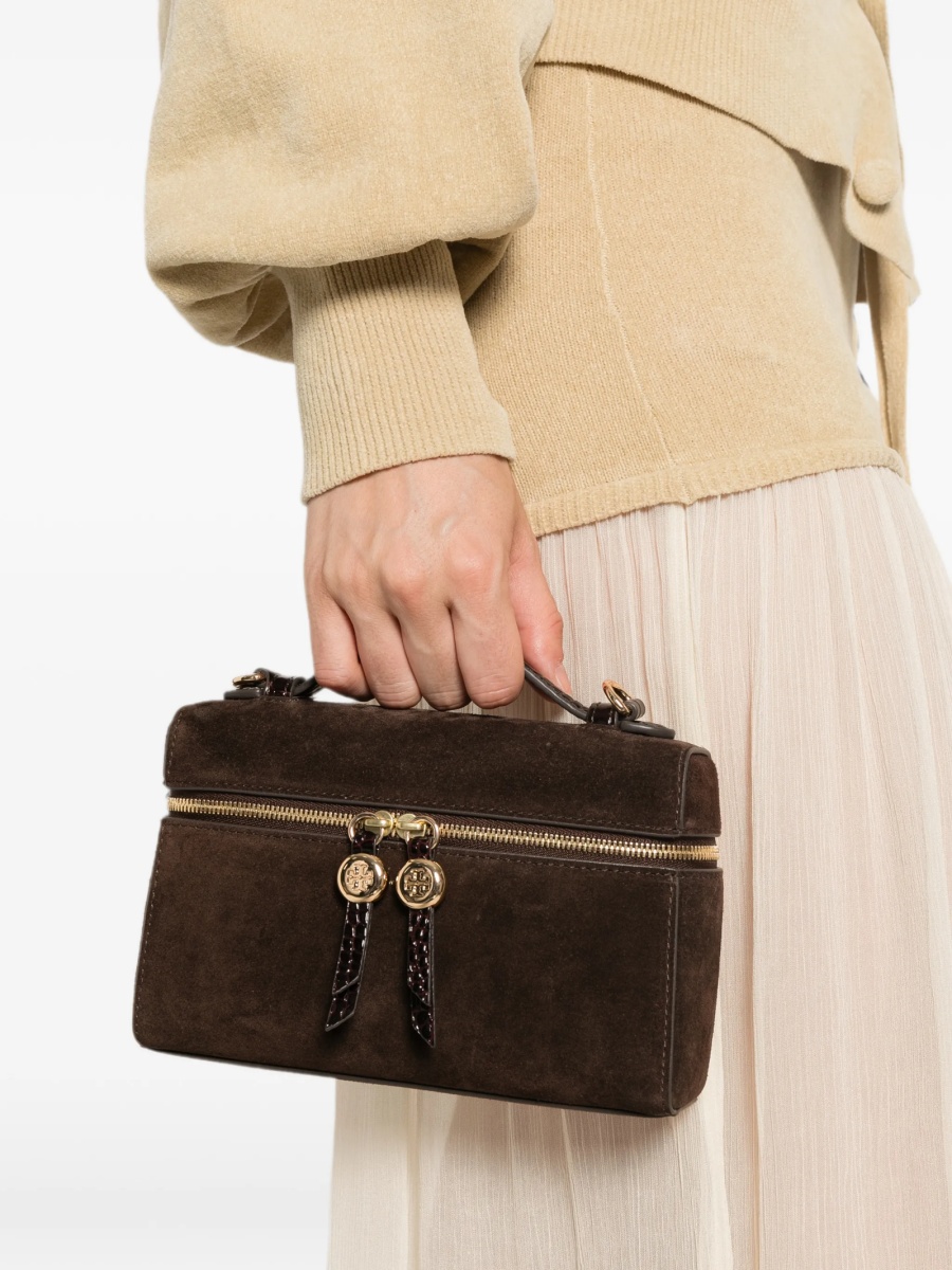 Geanta de mana Tory Burch maro din piele intoarsa - Img 2