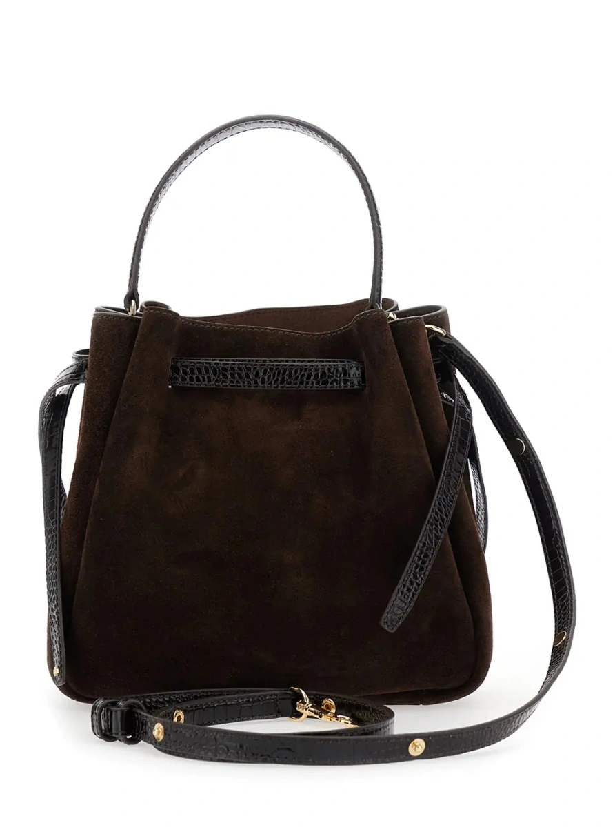 Geanta de mana Tory Burch maro din piele 'Romy Bucket' - Img 2