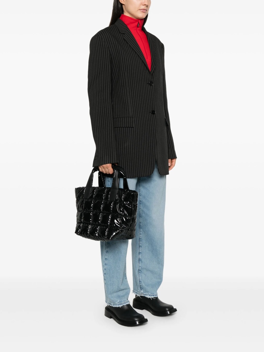 Geanta de mana VEECOLLECTIVE neagra din nylon si piele reciclata - Img 2
