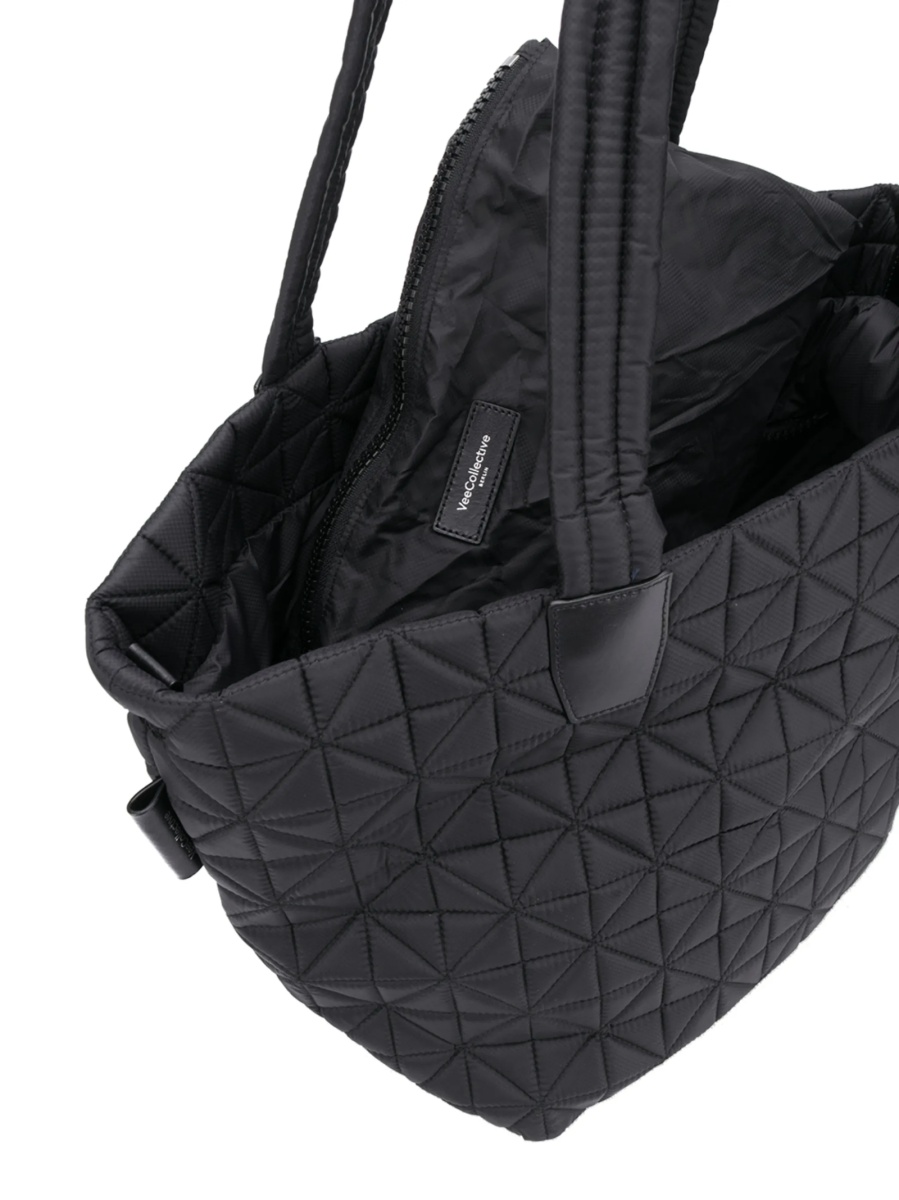 Geanta de mana VEECOLLECTIVE neagra din nylon si piele - Img 5