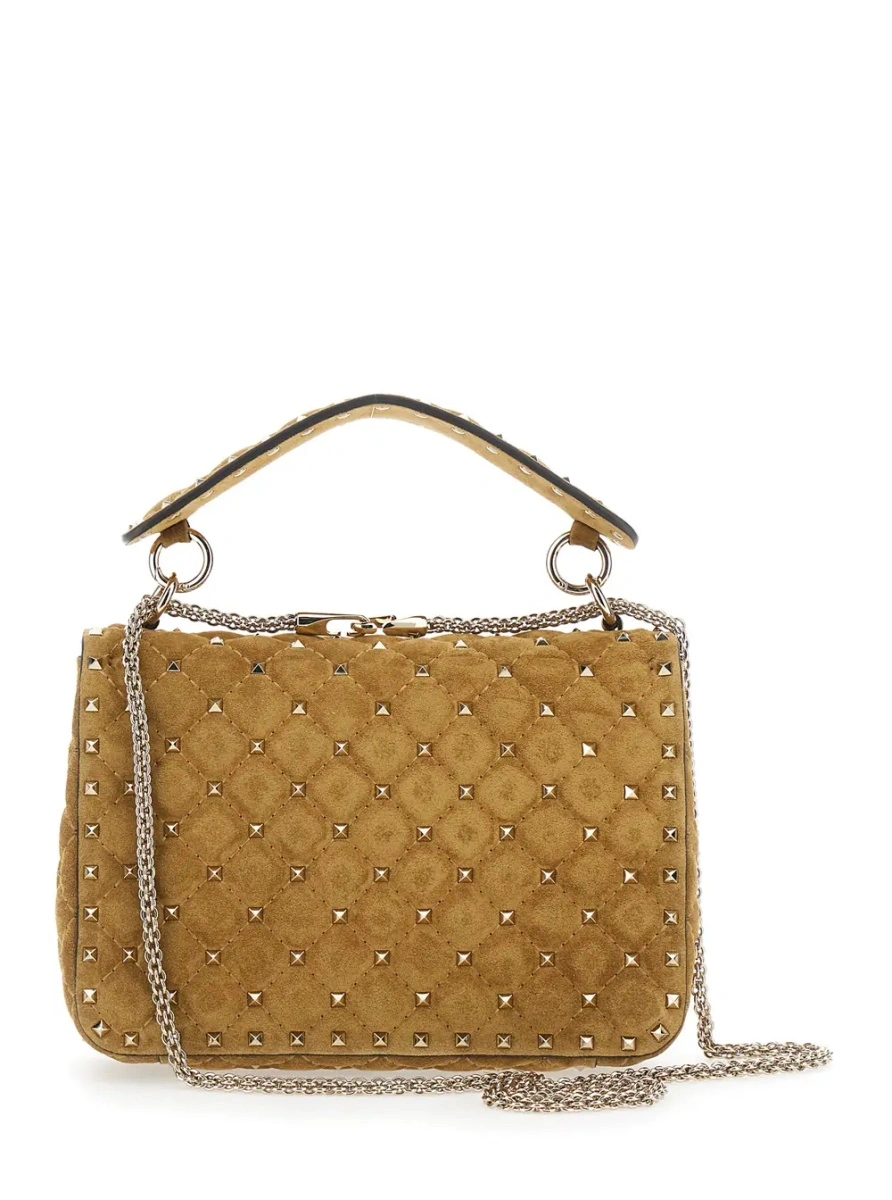 Geanta de umar Beige Crossbody bag with Chain Strap and All-Over Rockstud Decoration in Suede for Women - Img 2