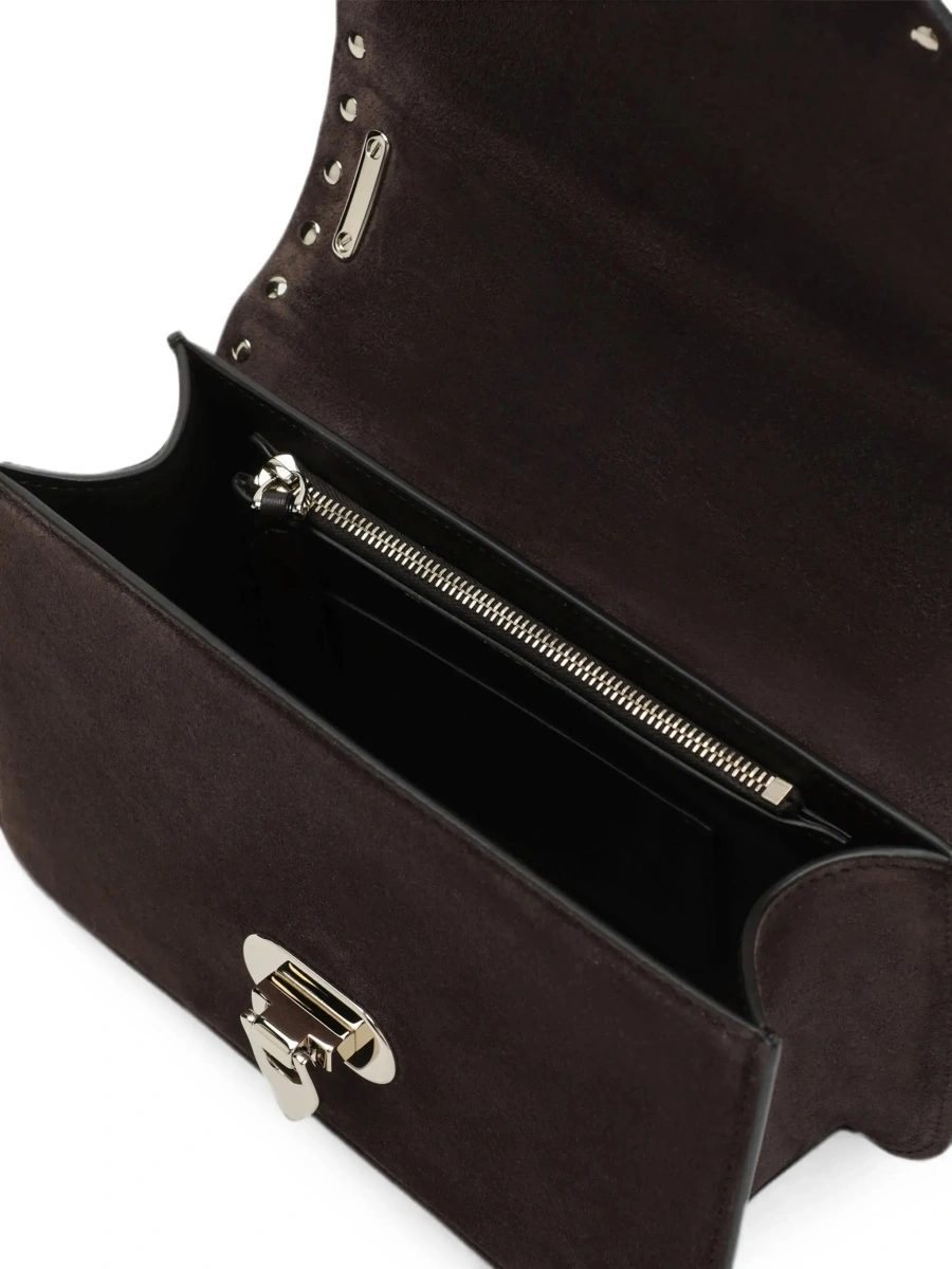 Geanta de umar Brown Crossbody bag with Envelope Design and Rockstud Decoration in Suede for Women - Img 6