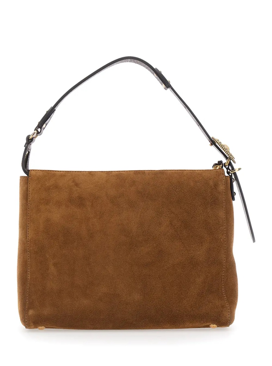 Geanta de umar Brown Shoulder bag with adjustable strap and Logo lettering on the front in suede for women - Img 2
